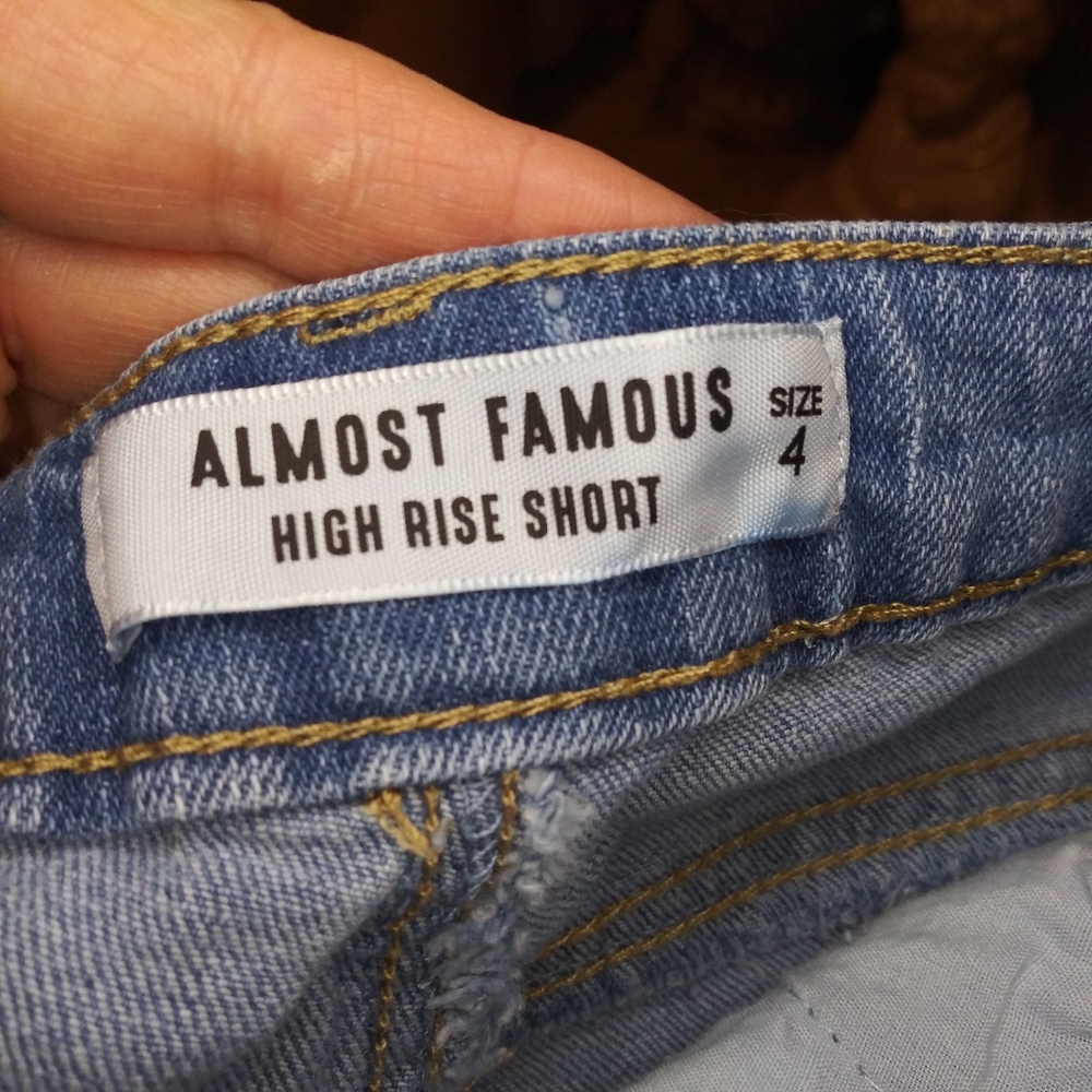 Almost Famous Light Wash Distressed High Rise Festival Shorts - Picture 6 of 9